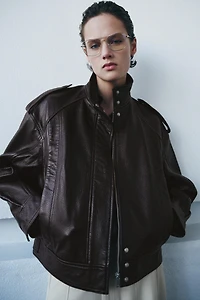 100% LEATHER BOMBER JACKET ZW COLLECTION LIMITED EDITION