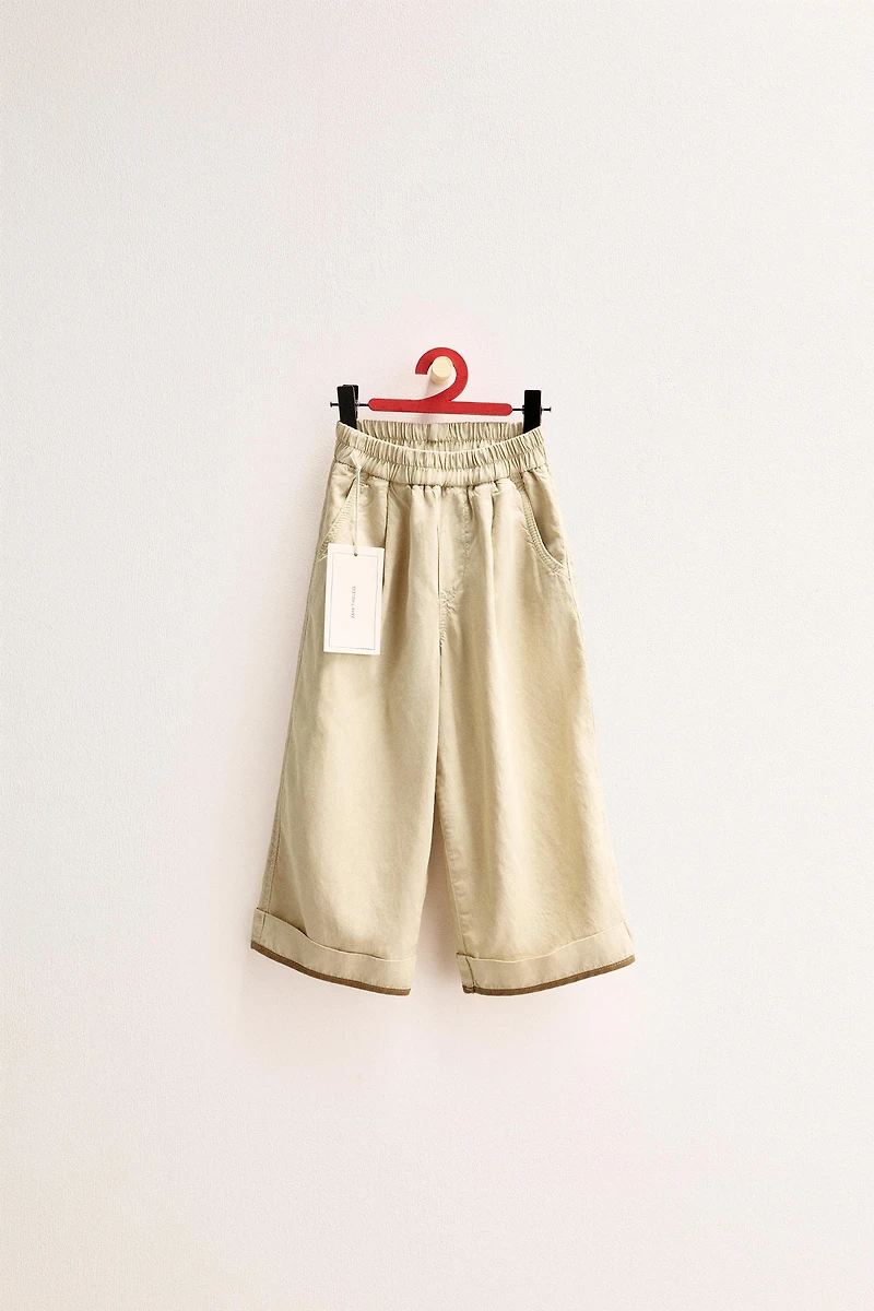 ZARA TIMELESS - LINEN PANTS WITH CONTRAST HEM
