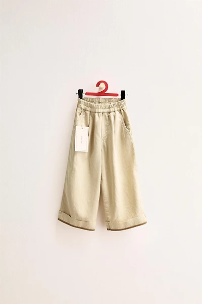 ZARA TIMELESS - LINEN PANTS WITH CONTRAST HEM