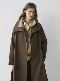 High collar trench coat