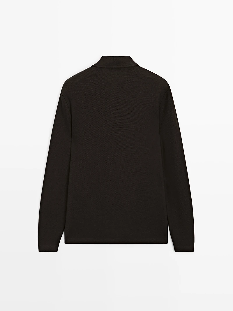 Textured long sleeve polo shirt
