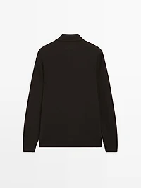 Textured long sleeve polo shirt