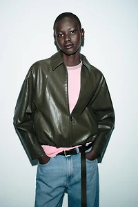 FAUX LEATHER BOMBER JACKET