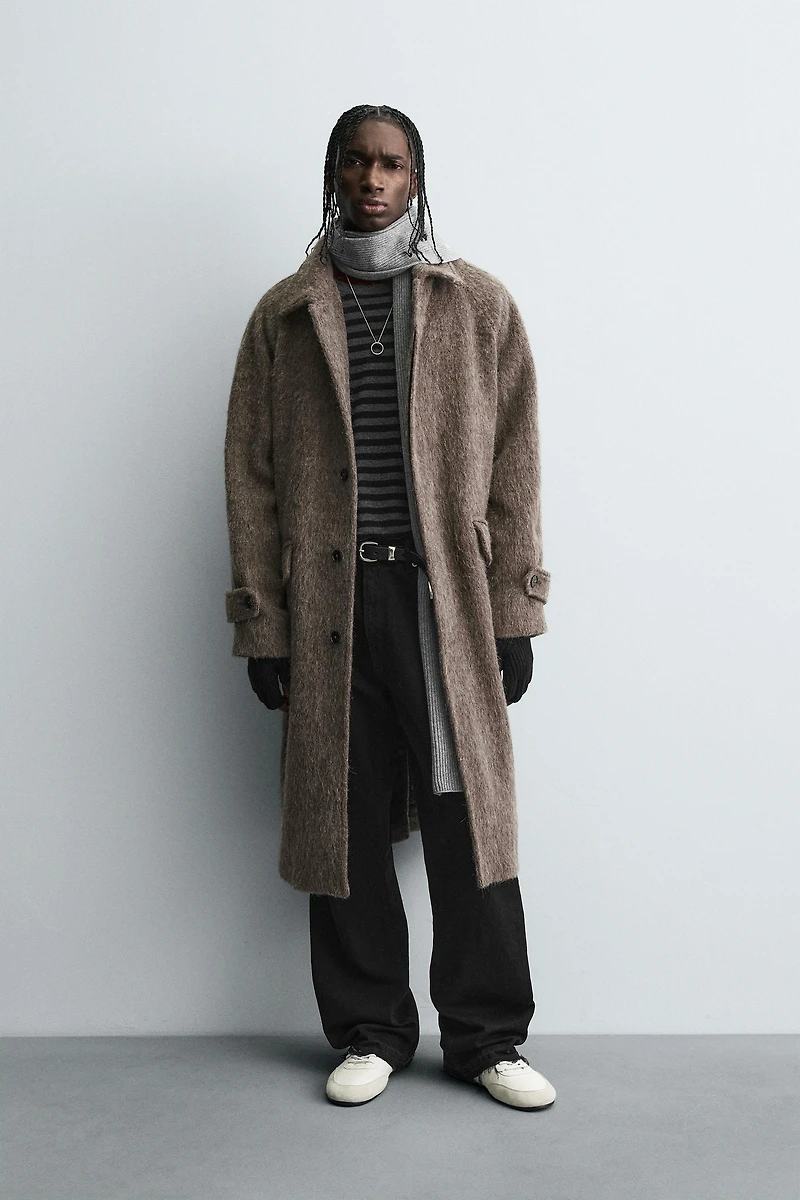 FAUX FUR WOOL COAT