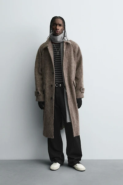 FAUX FUR WOOL COAT