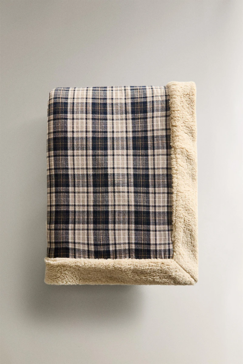 CHECK FAUX FUR BLANKET