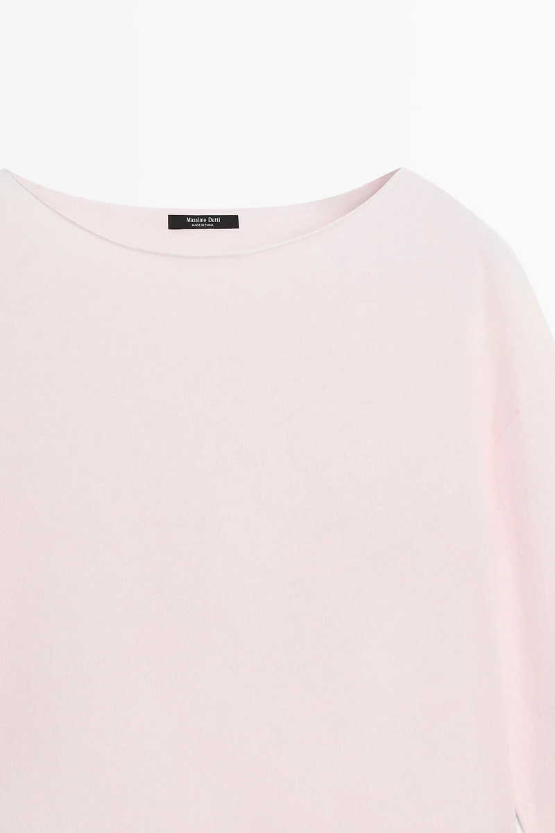 Cotton blend knit cape sweater