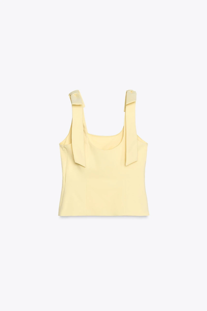 BOW DETAIL STRETCH TOP