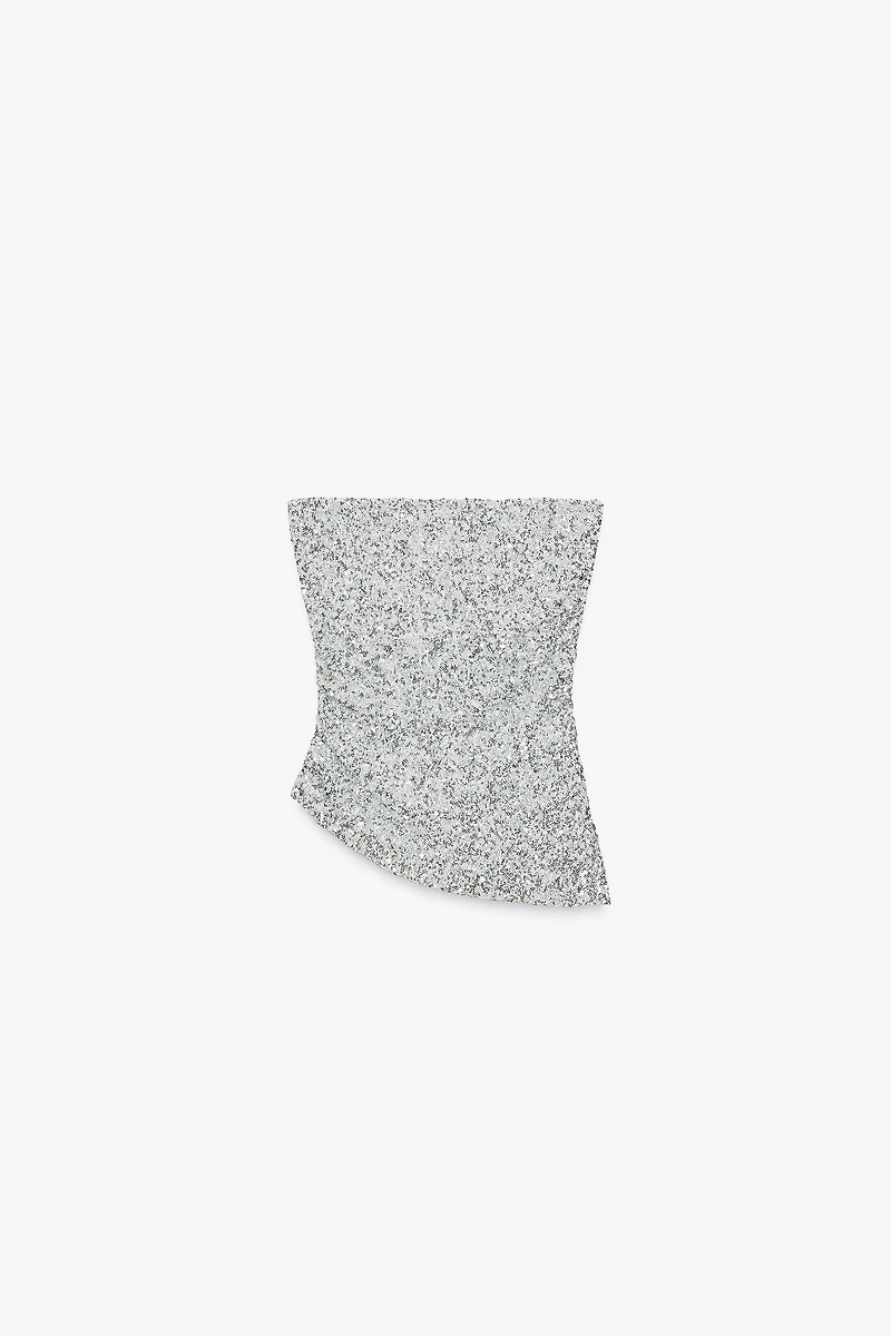 SEQUIN BANDEAU TOP