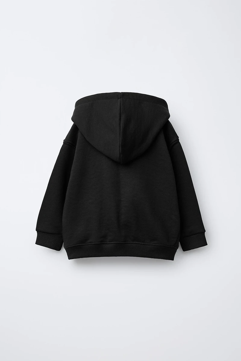 BASIC TEXT ZIP-UP SWEATSHIRT