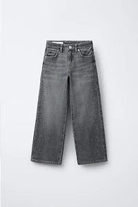 RHINESTONE WIDE LEG JEANS