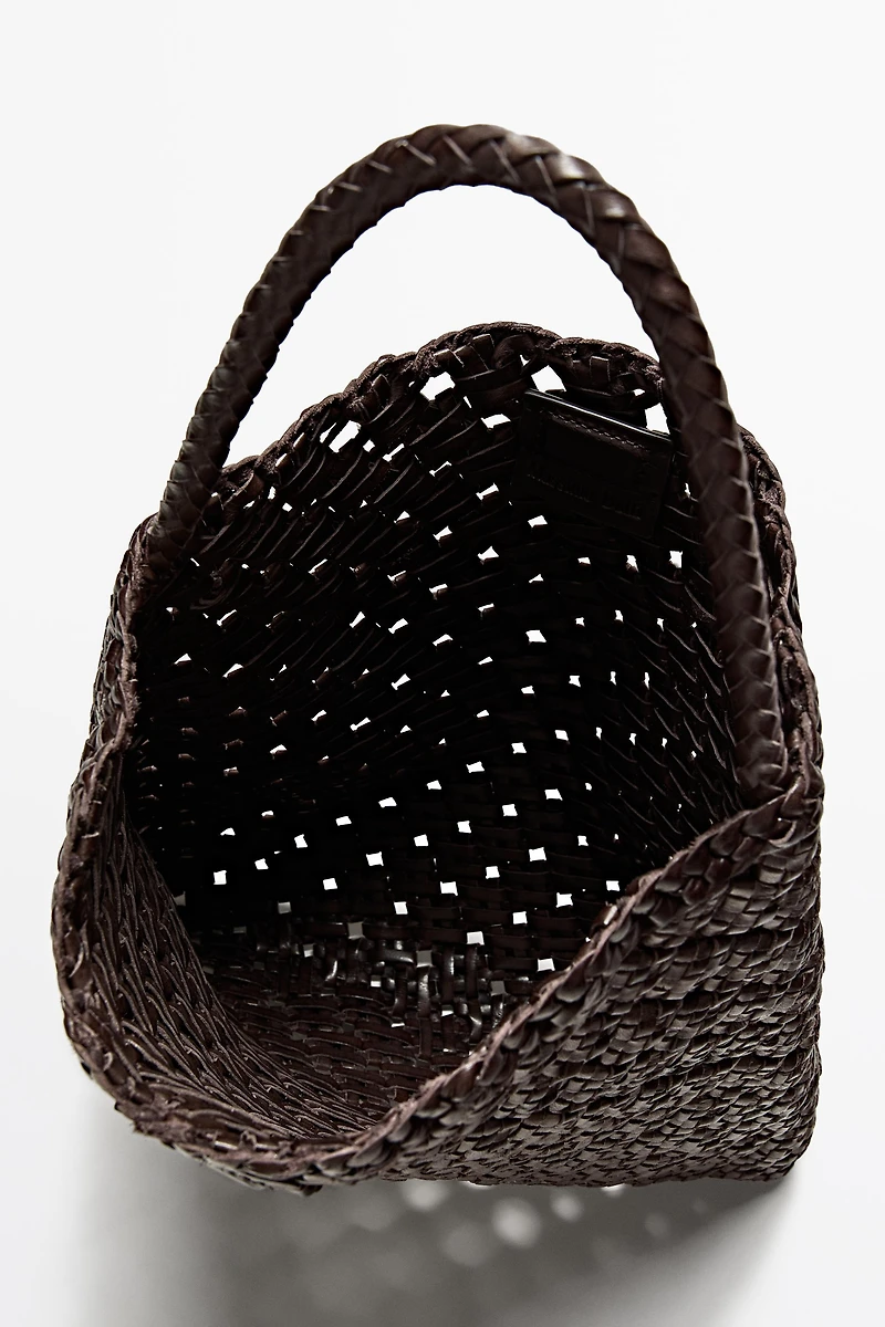 Sac moyen tressé en cuir nappa
