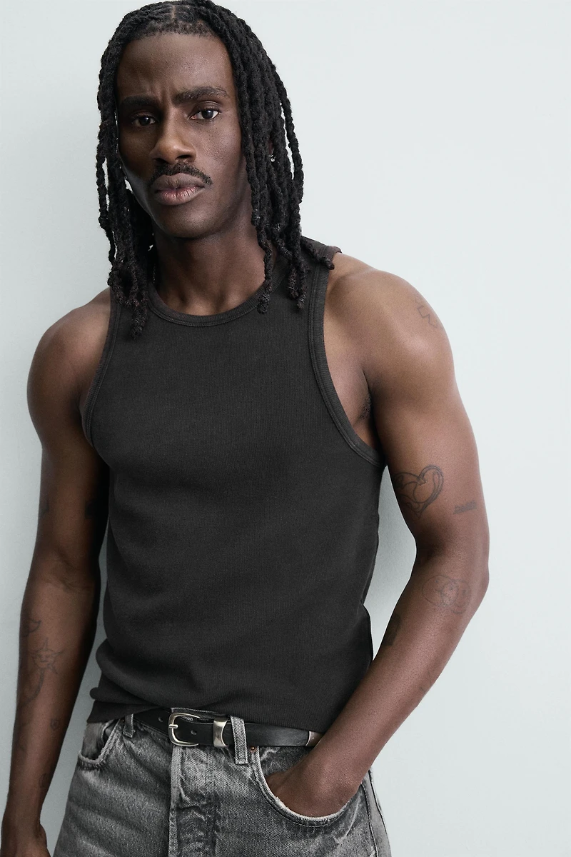WASHED RIBBED TANK TOP