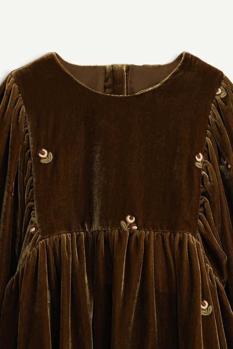 ROBE EN VELOURS À FLEURS BRODÉES LIMITED EDITION