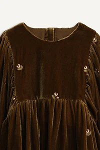 ROBE EN VELOURS À FLEURS BRODÉES LIMITED EDITION