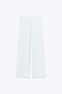 Z1975 HIGH RISE WIDE LEG RHINESTONE JEANS