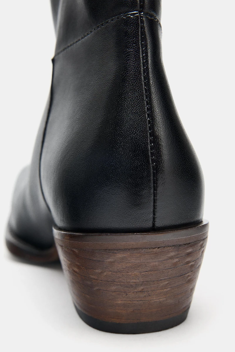 LEATHER COWBOY ANKLE BOOTS
