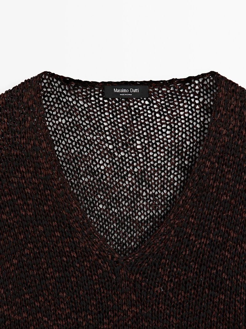 Mouliné cotton blend knit sweater