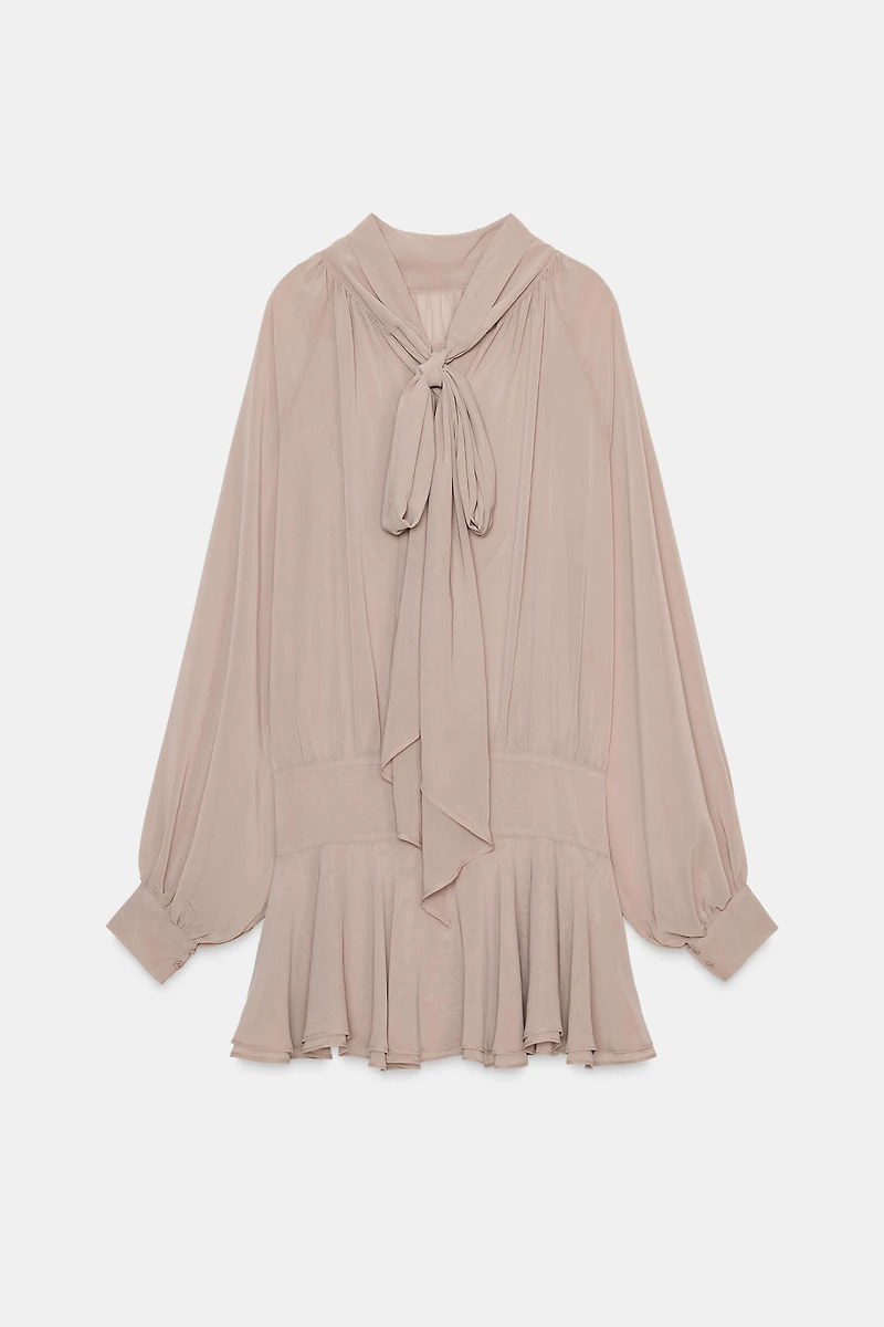 FLOWY TIED SHORT DRESS