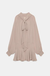 FLOWY TIED SHORT DRESS