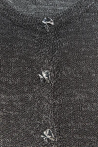 METALLIC THREAD BUTTON CARDIGAN