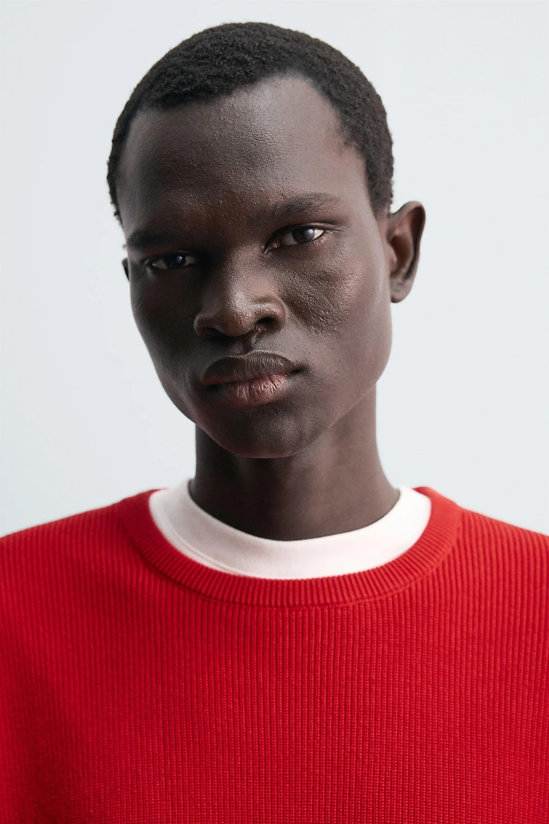 TEXTURED COTTON SWEATER