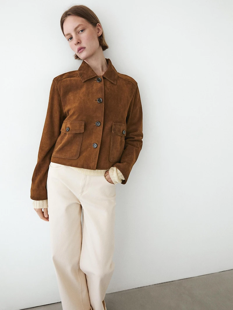 Veste en cuir finition daim