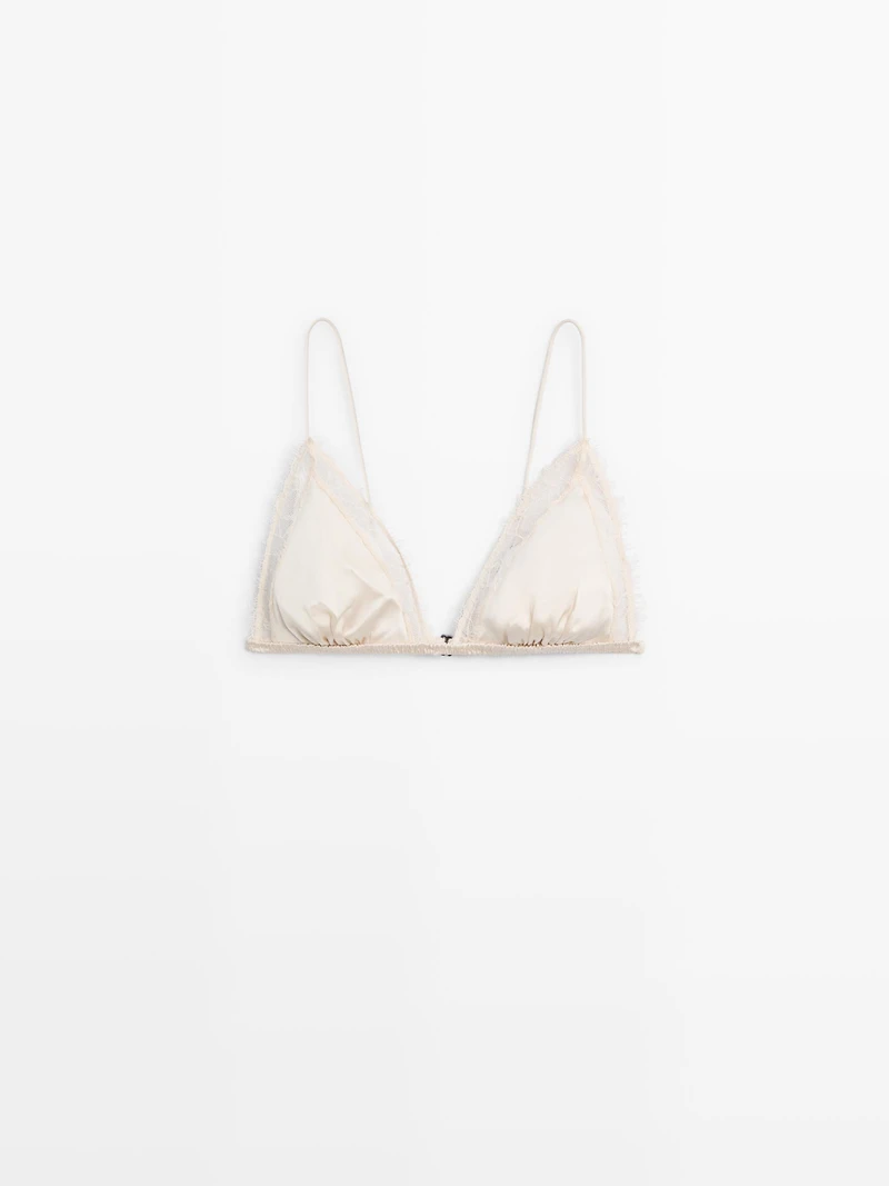 Silk and lace triangle bralette