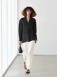 Chemisier fluide semi-transparent détail plastron