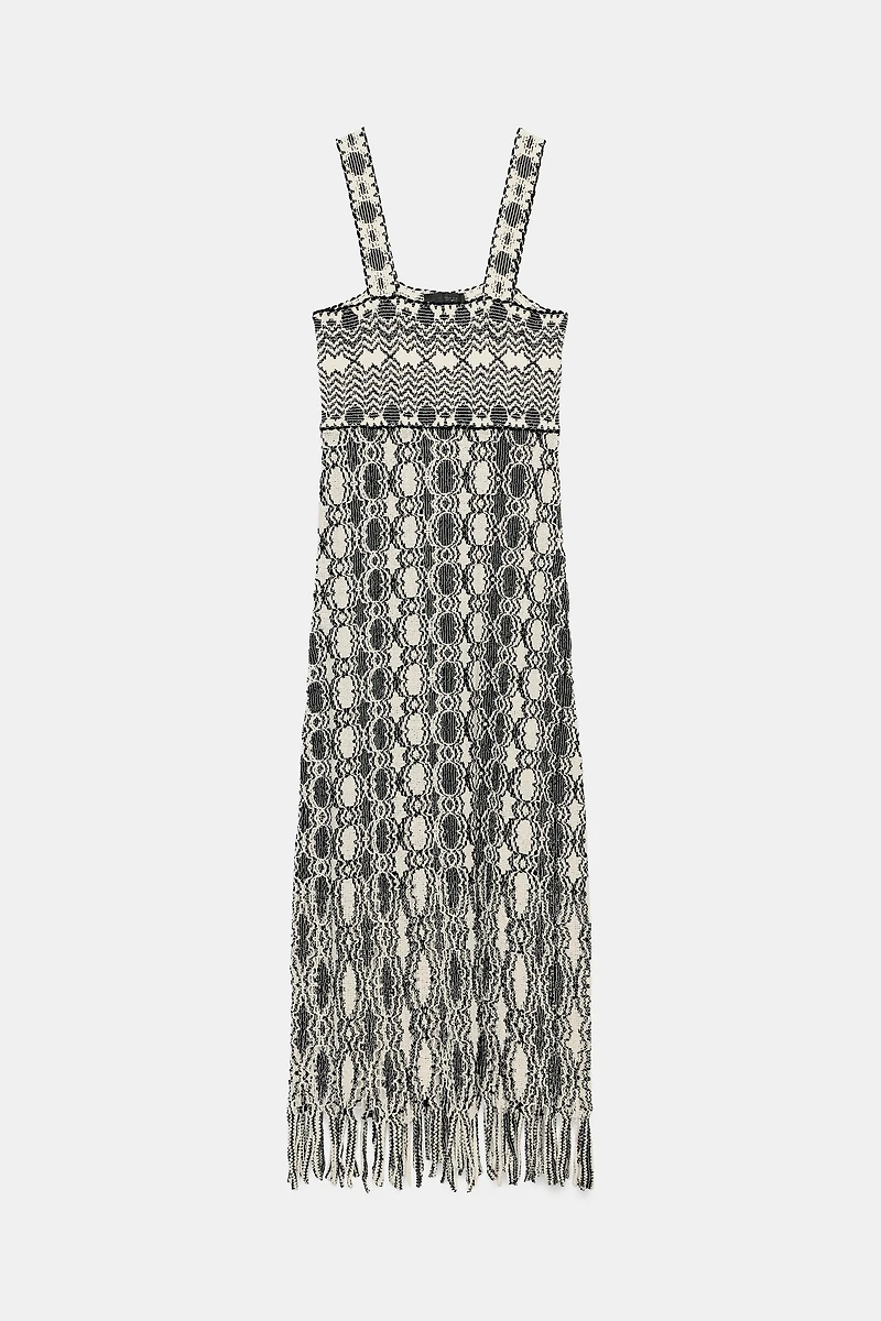 FRINGED KNIT DRESS