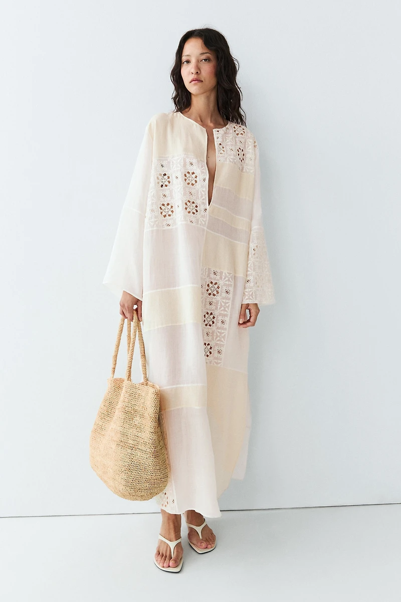 Flowing embroidered kaftan dress