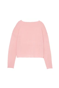 CROPPED FIT LINEN-WOOL BLEND SWEATER