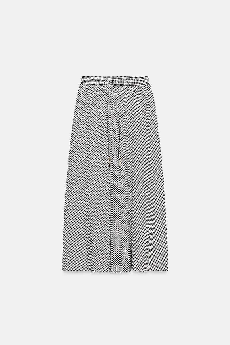 GINGHAM CHECK MIDI SKIRT