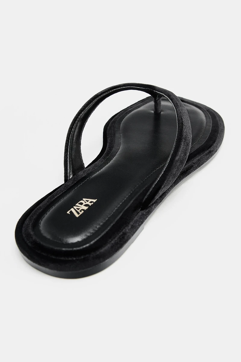 SANDALES PLATES EFFET VELOURS