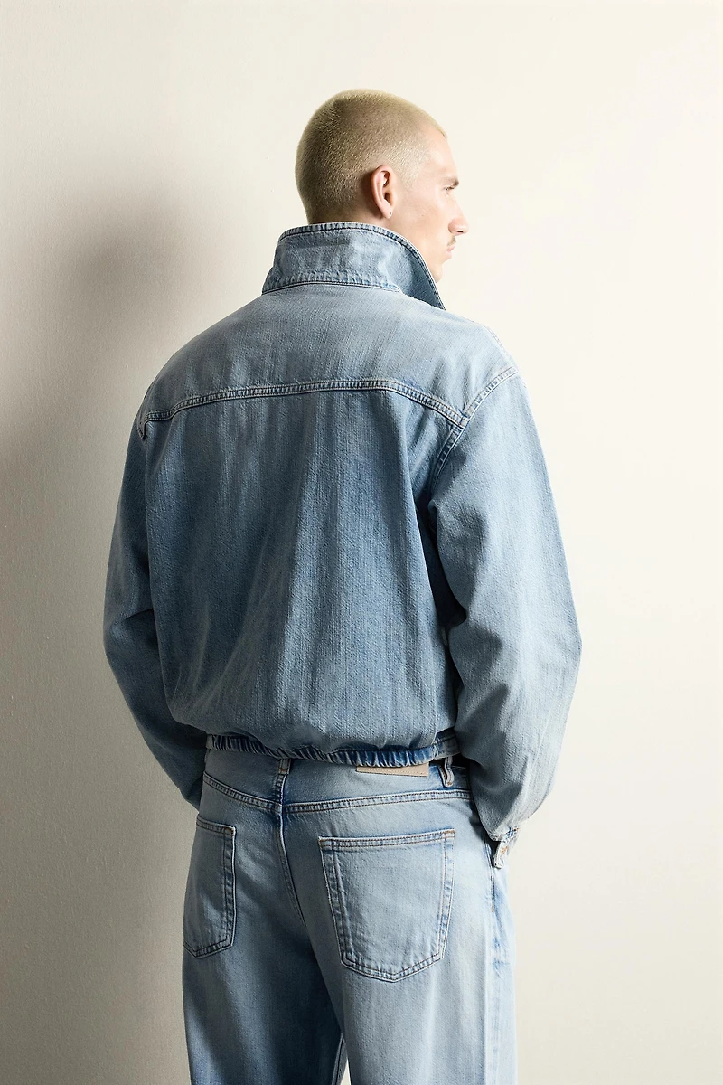 WASHED DENIM ZIP-UP JACKET