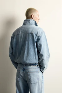 WASHED DENIM ZIP-UP JACKET