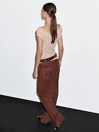 100% cotton surplice boat neck top