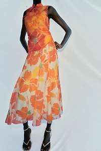 FLORAL PRINT MIDI SKIRT