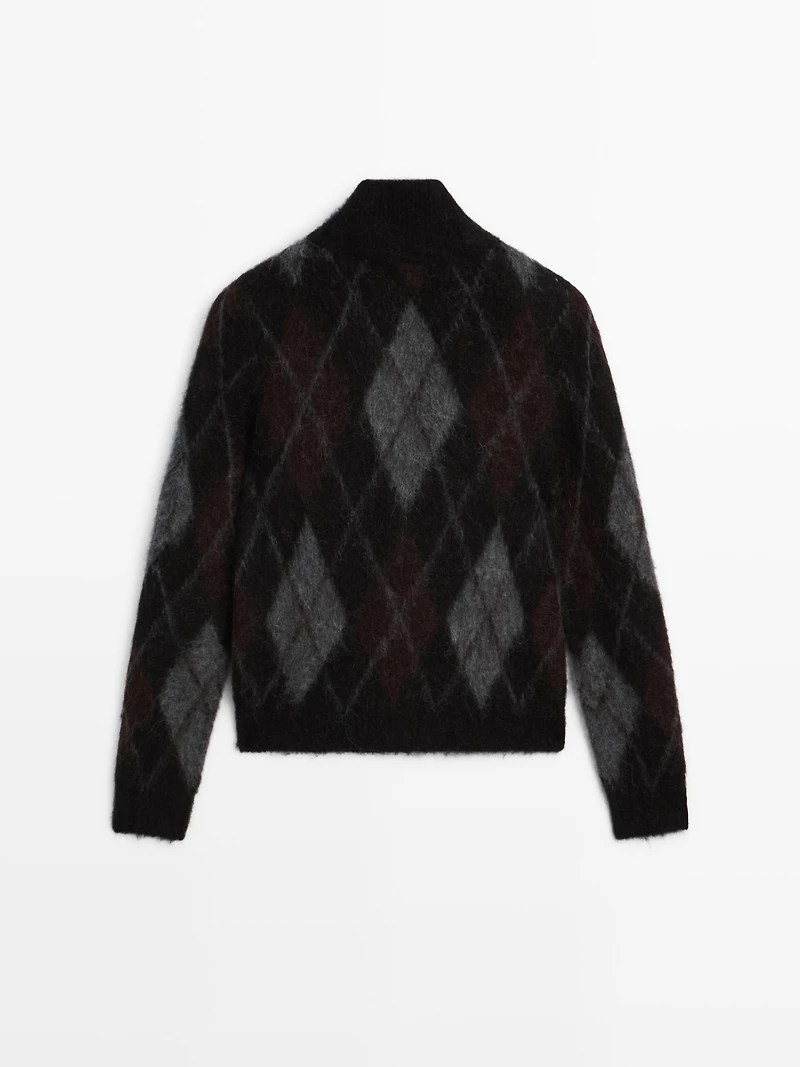 Wool and alpaca argyle cardigan