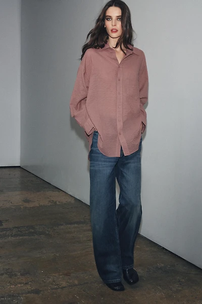 ZW COLLECTION TEXTURED OVERSIZED SHIRT