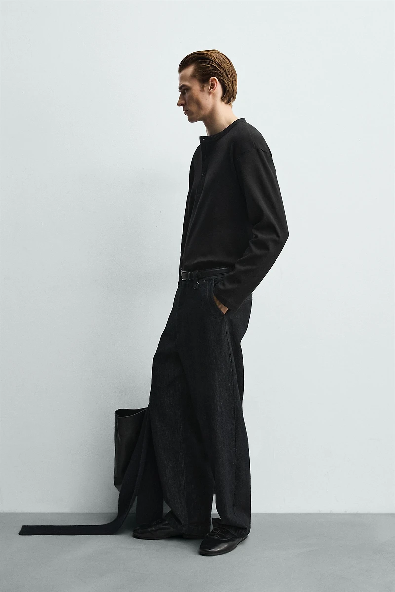 HAUT CÔTELÉ À COL TUNISIEN