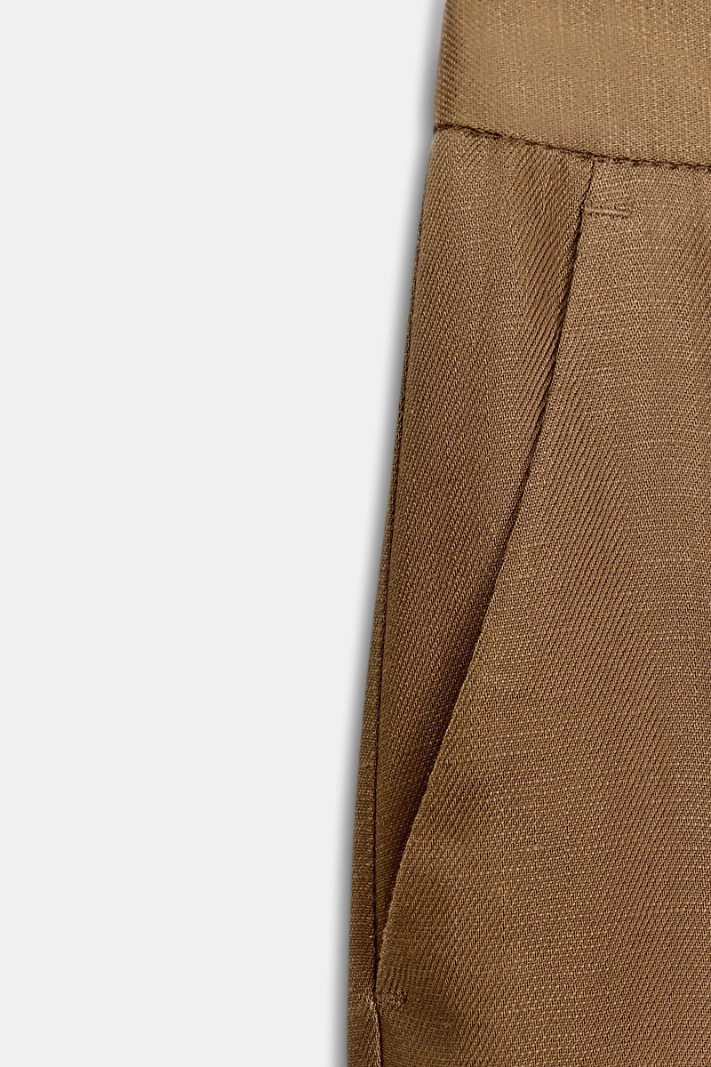 LINEN BLEND STRAIGHT LEG PANTS