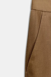 LINEN BLEND STRAIGHT LEG PANTS