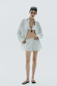 STRIPED GAUZE PAJAMA SHORTS