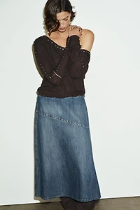 TRF DENIM STUD SKIRT