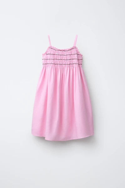 ROBE NID D'ABEILLE AVEC LIN