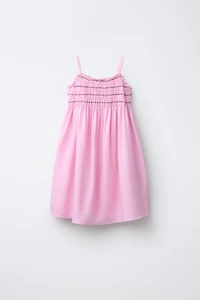 SMOCKED LINEN DRESS