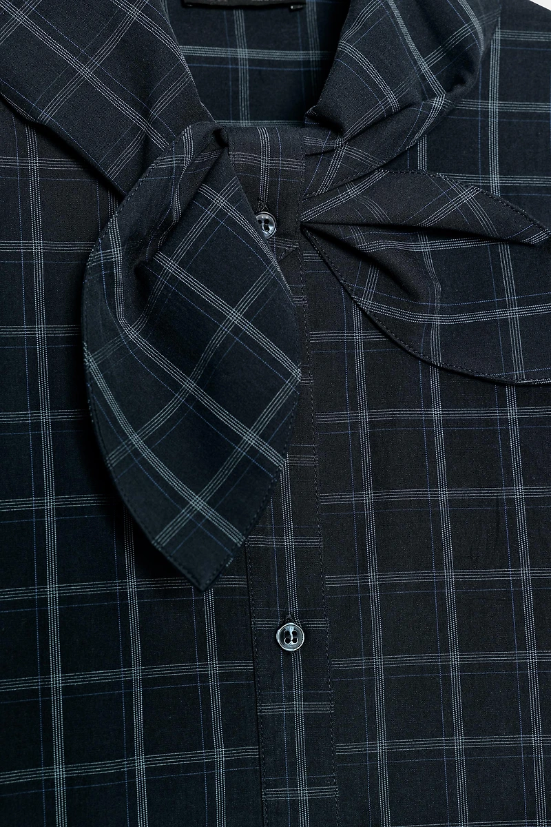 PLAID POPLIN SHIRT WITH SCARF DETAIL