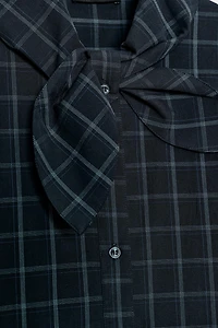 PLAID POPLIN SHIRT WITH SCARF DETAIL