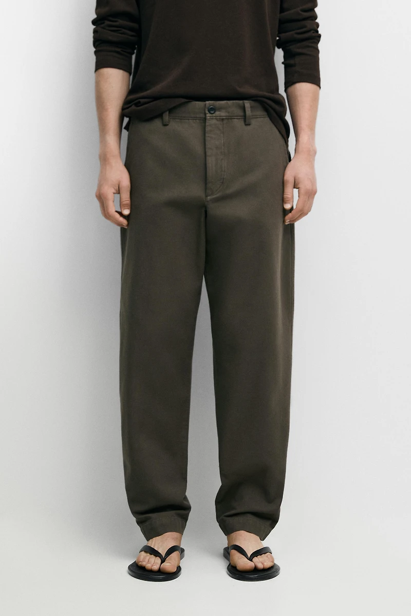 Tapered fit cotton pants